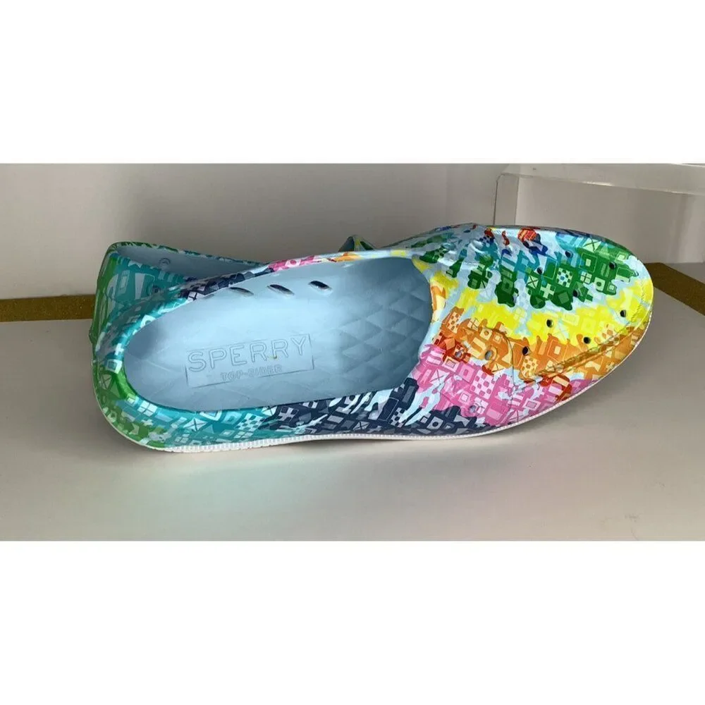 Sperry Men's 12m Authentic original Pride blue multi slip on boat shoe - New